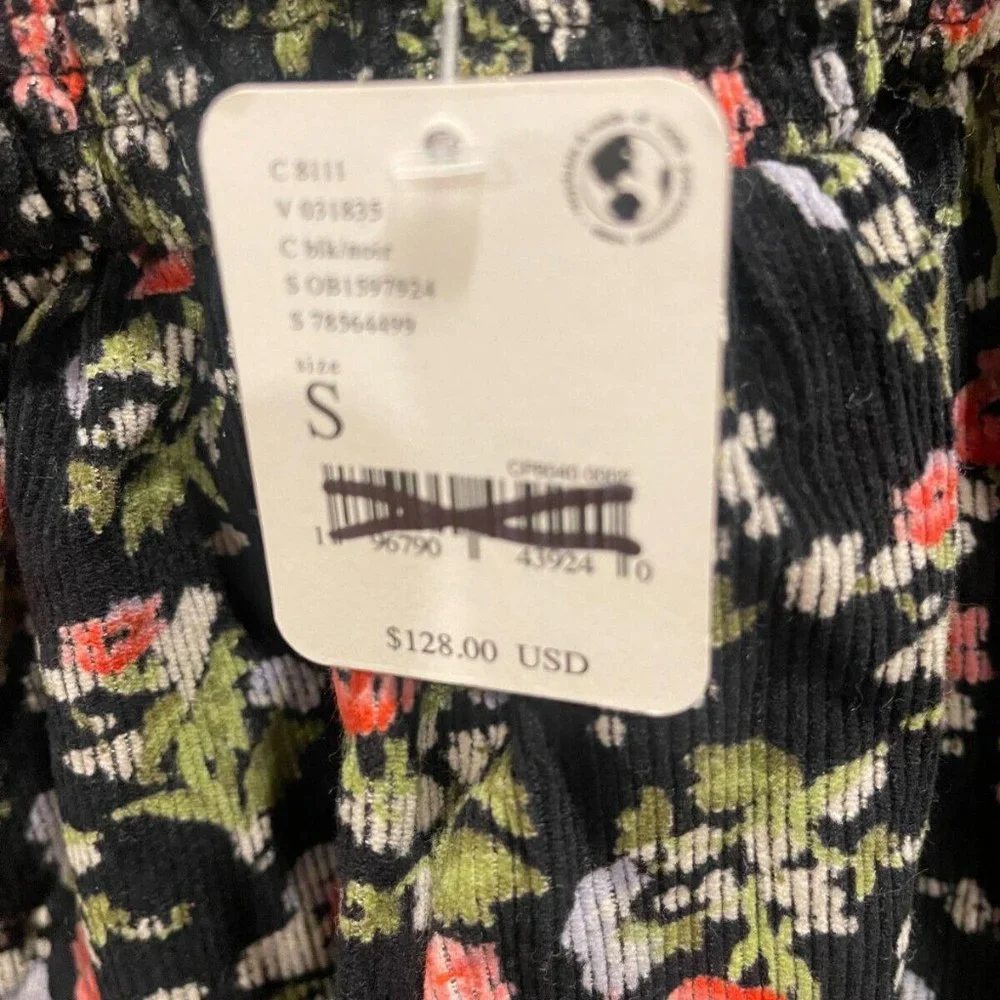 SOLD Free People Corduroy Floral Printed Tunic Babydoll Dress NWOT S… - Picture 11 of 15